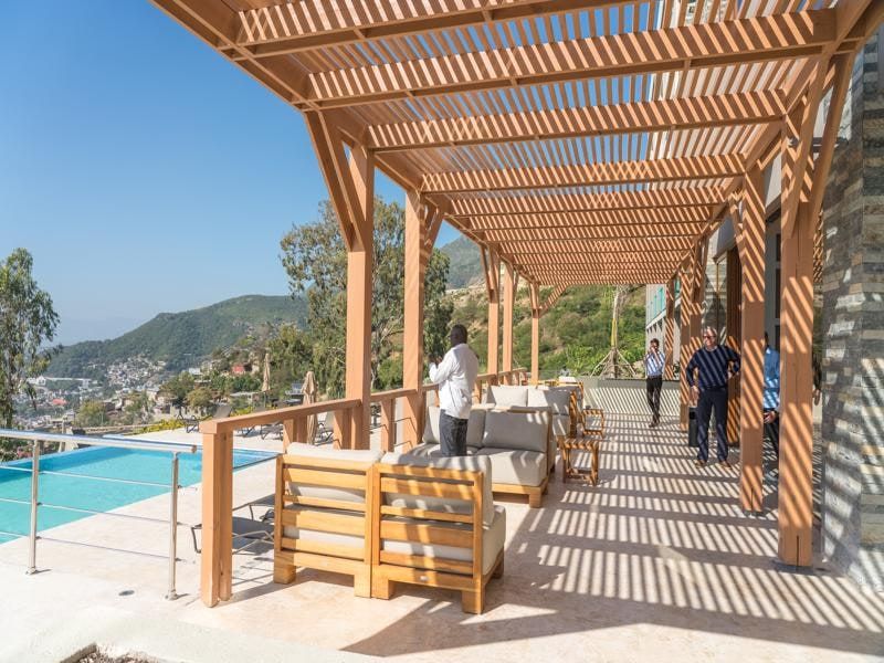 Terrace pergola above the pool