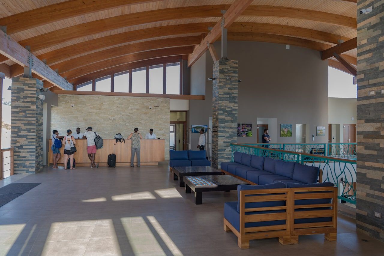 Hotel lobby and reception desk
